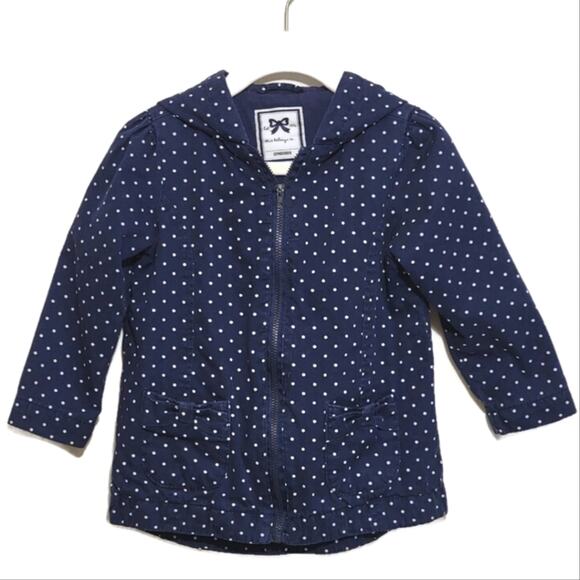 GYMBOREE Girls Polka Dot Zip Front Hooded Blue and White Cotton Jacket Size 2T - Picture 1 of 10